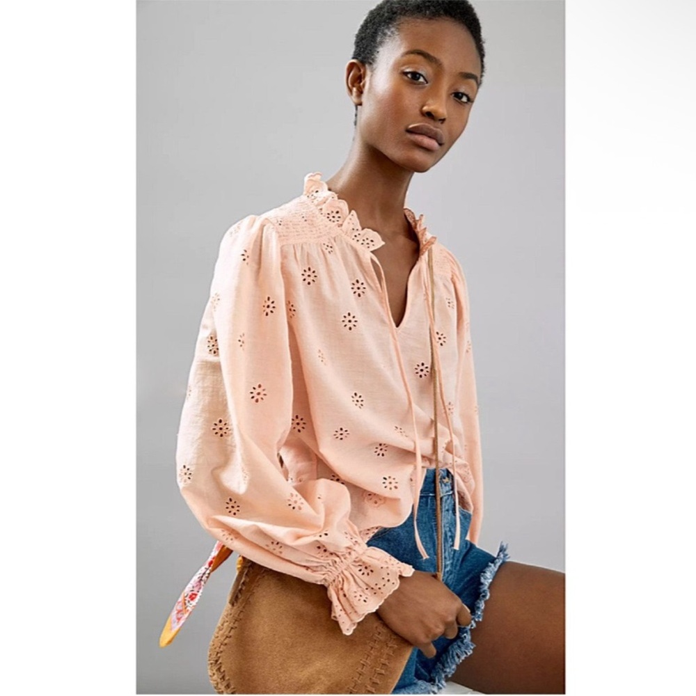 Anthropologie Othlia Melody Eyelet Blouse Romantic Cotton Feminine Girly